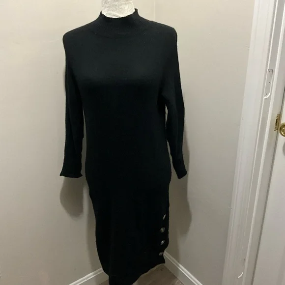 banana republic black sweater dress Wrap Knee-Length Sweater Dress